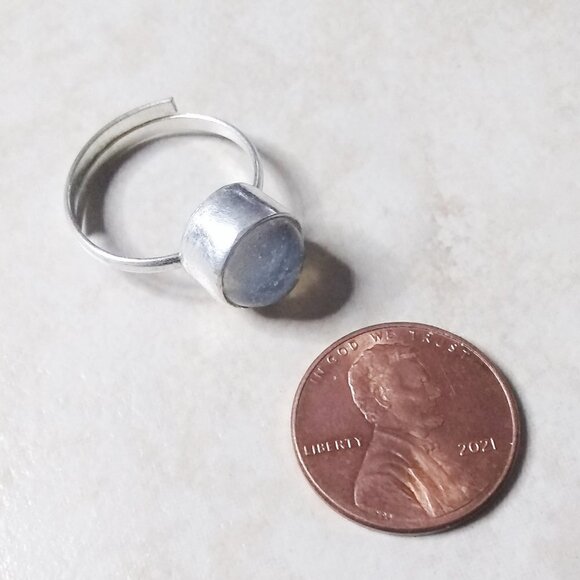 Pale Blue Aquamarine Cabochon Ring ~ Adjustable Sz 6.5 ~ Simple Clean Lines! - Picture 7 of 9